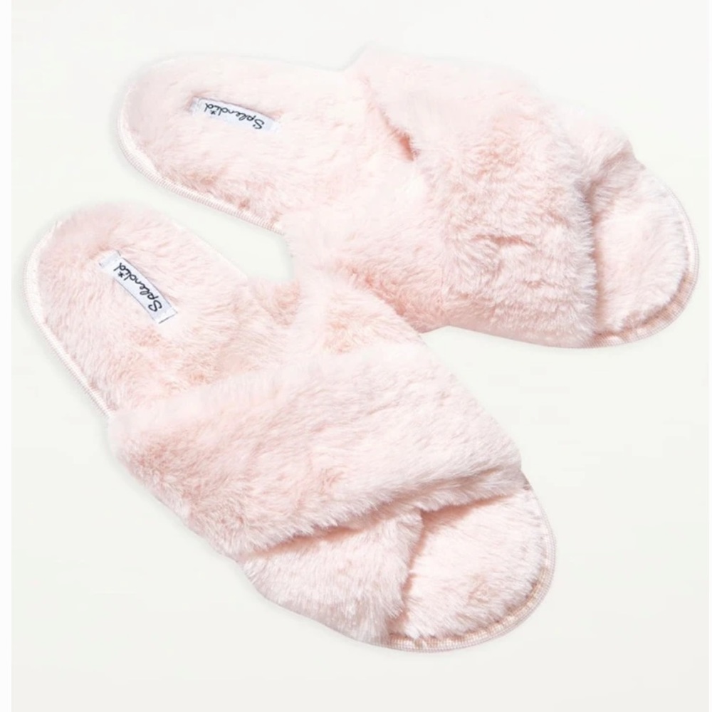 💖 Faux Fur Pink Ladies Slippers Size S/M (5-7.5) NWT